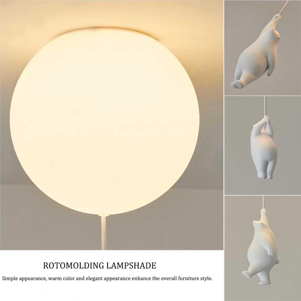 Modern Bear Ceiling Lights, Creative Balloon Decorative Chandelier, Cartoon LED Ceiling Lamps, Polar Bear Pendant Lamp for Kids Rooms (Large)
