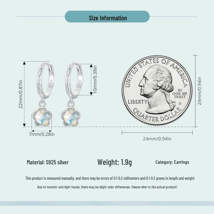 Avle Small Fresh Flower Earrings, S925 Sterling Silver with Platinum Plating, All-Match Earrings for Women