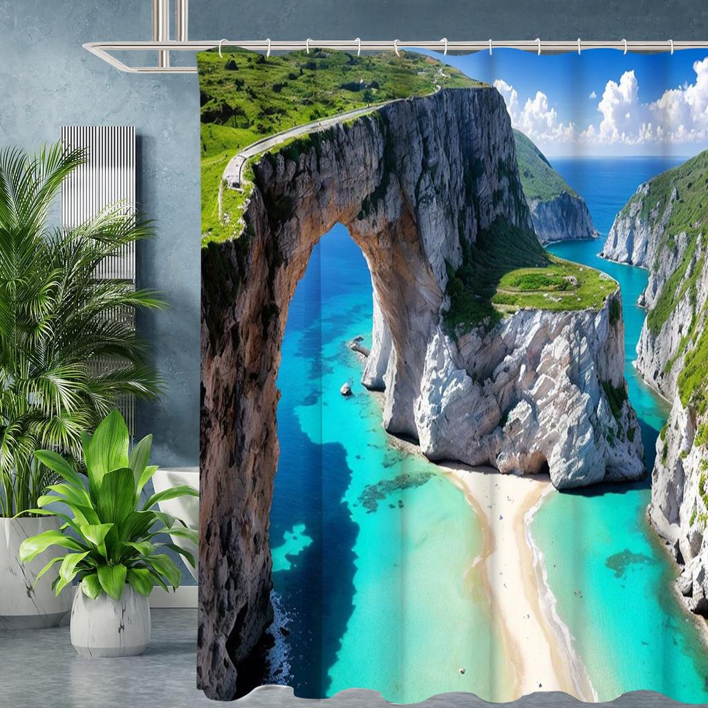 Plážový vzor Sprchový závěs do koupelny Vodotěsný Se 12 háčky Domácí dekorace Doprava zdarma