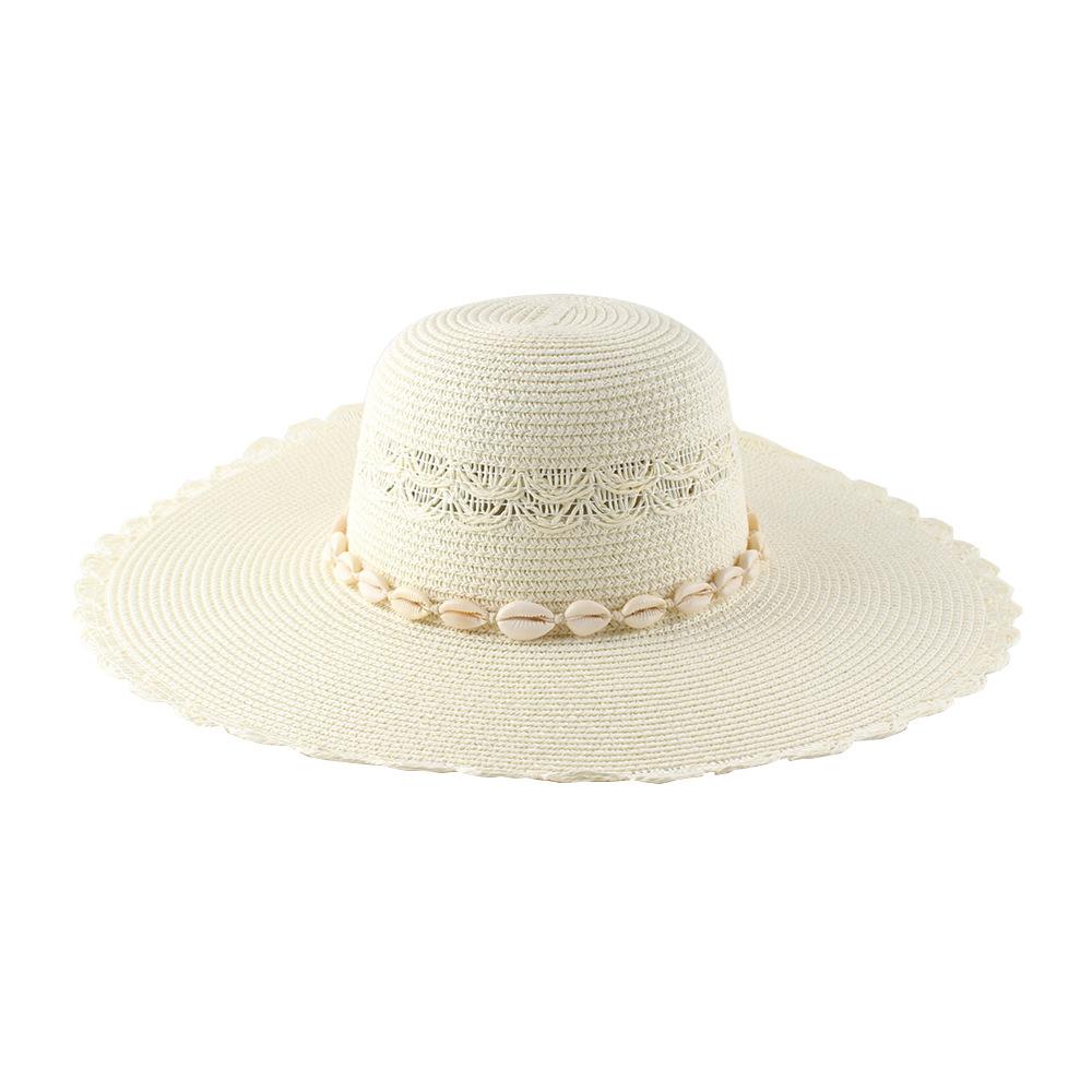 

Летняя универсальная дышащая шляпа-купол с большим краем для женщин, для пляжа, защиты от солнца и защиты от солнца, шляпа из травы Adjustable молочный белый
