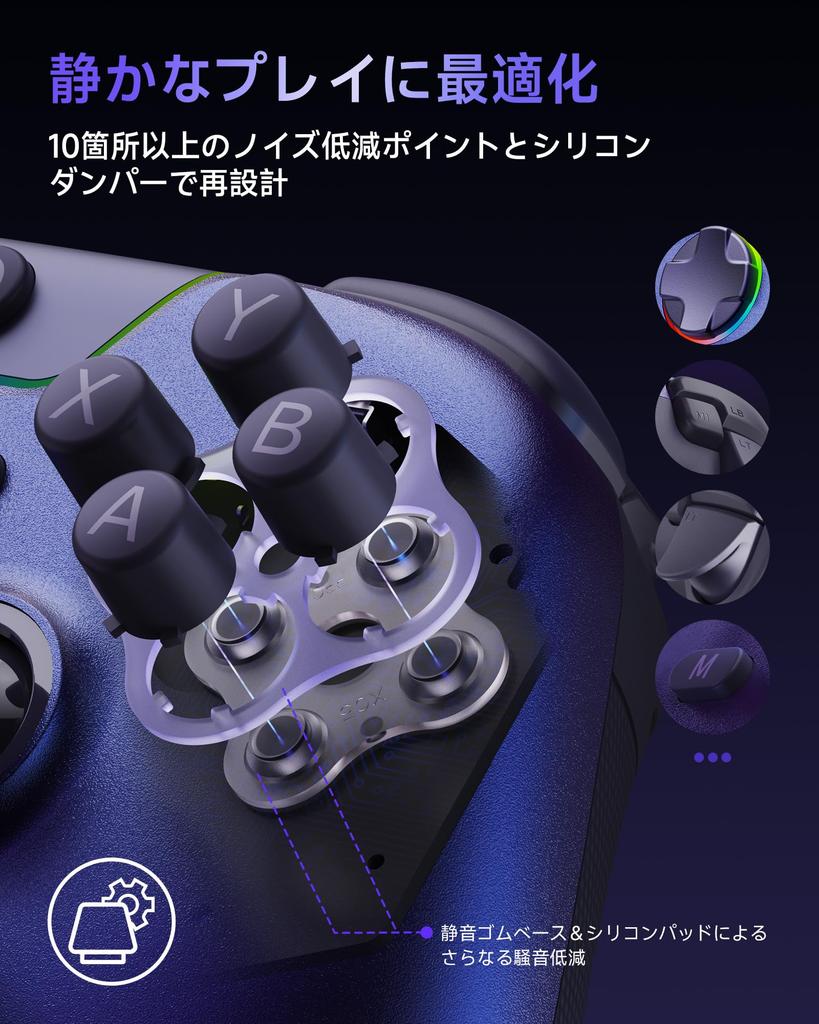 EasySMX X05PRO Gamepad Hole RGB 1000Hz Polling 1000mAh High Capacity for and Steam Deck Controller, Wireless/Wired Connection, Dual-Stage Triggers,