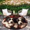 Runder Teppich mit Muster von Border Collie und frischen Blumen, Teppich für Wohnzimmer, Schlafzimmer, Spielzimmer, rutschfeste Fußmatte, Feiertagsgeschenke und Geburtstagsgeschenke.