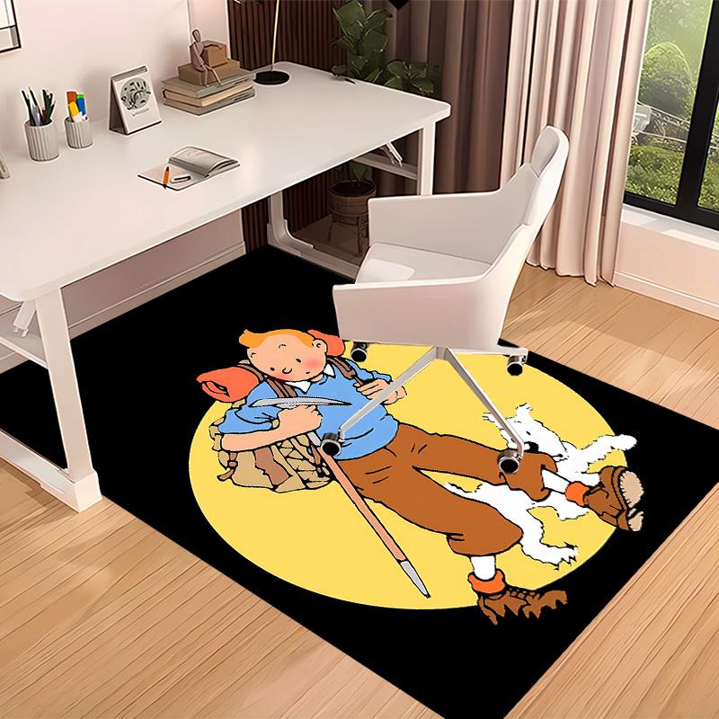 The Adventures of Tintin Printed Absorbent Washable Carpet, Non-Slip Bathroom Mats, Kitchen Rugs, Yoga Mat,Living Room Entrance, Camping Picnic Rugs