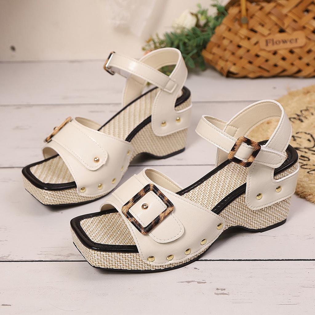 Fashion Summer Heeled Sandals Women 2025 New Plus Size Luxury Sandal Female Wedge Platform Medium Heel Fish Mouth Designers Ladies Shoes