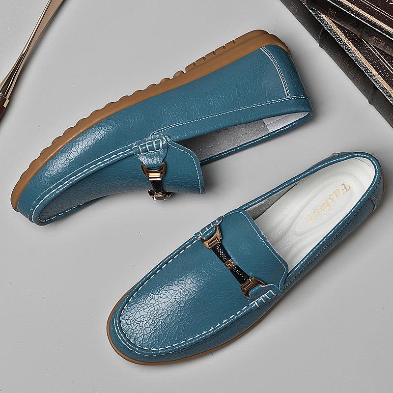 Fashion Comfortable Formal Wear Men Loafers Genuine Leather Casual Shoes Lightweight Sole Slip On Flats Non-Slip Man Business Moccasins