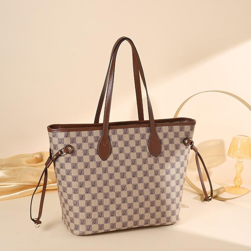 New Women's Bag Retro Large-capacity Plaid Tote Bag Fashionable Simple and Versatile Portable Shoulder Bag