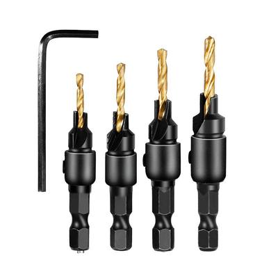High-Speed Steel Hex Shank Woodworking Countersink Drill Set – Integrated Chamfering and Hole Opener
