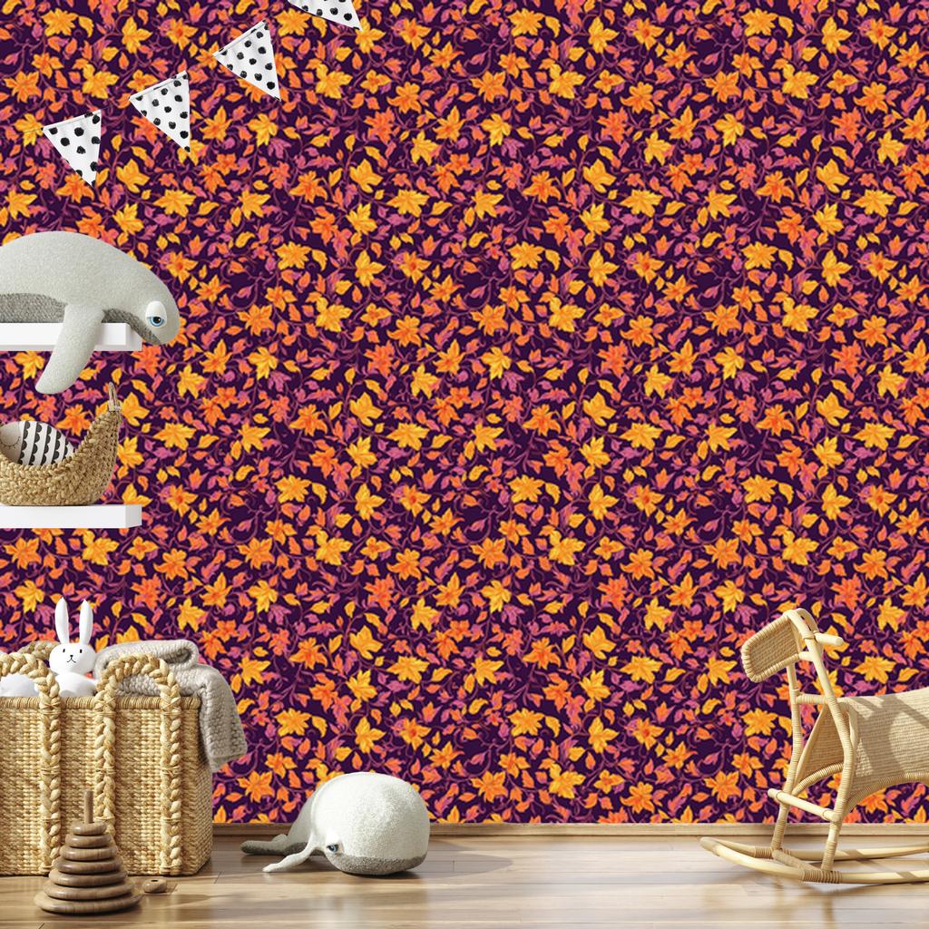 Intricate floral pattern wallpaper in burgundy, red and plum 50x1000