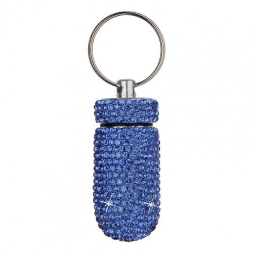 Medicine Organizer Bottle Pill Box Tablet Holder Sparkling Fine Workmanship Full Rhinestone Aluminum Alloy Vial for Hiking