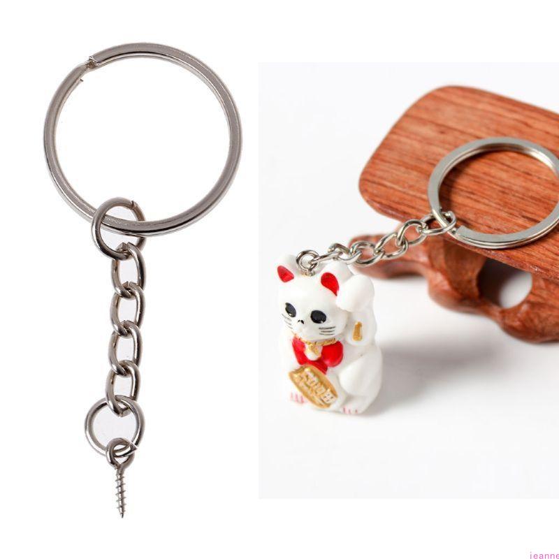 150Pcs Silver Screw Eye Pin Key Chains With Open Jump Ring Chain Extender Eye Pins Split Keyring Jewelry Making Findings
