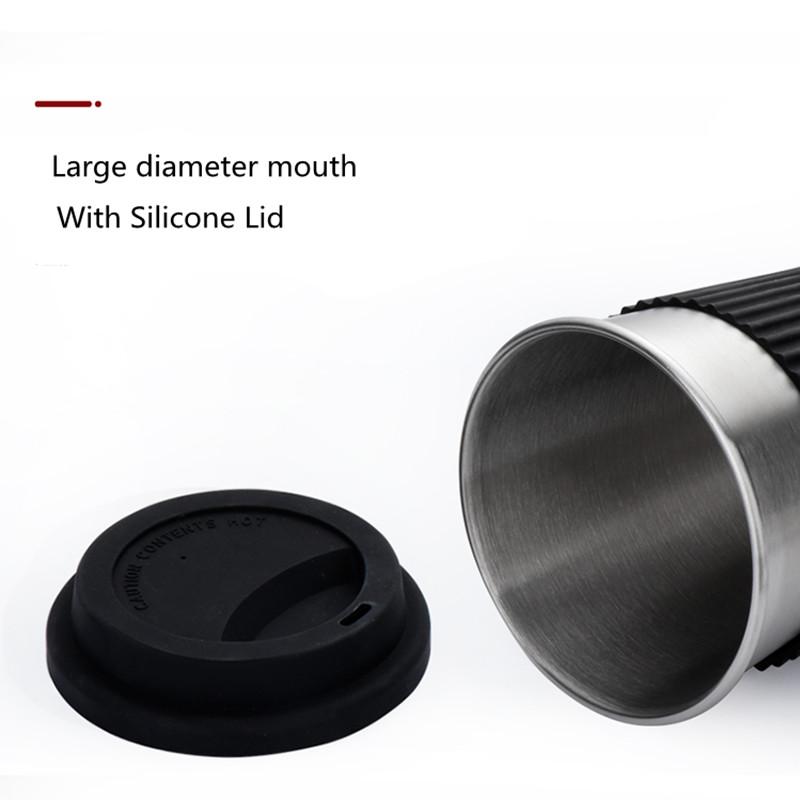 304 Edelstahl Thermoskanne für Tee, Kaffeetasse, Tragbarer Auto-Thermobecher, Reisebecher mit Deckel, Verbrühsicheres Trinkgeschirr, 430 ml