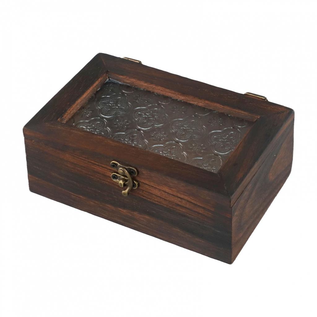Decorative Box Begonia Flower Desktop Storage Solid Wood