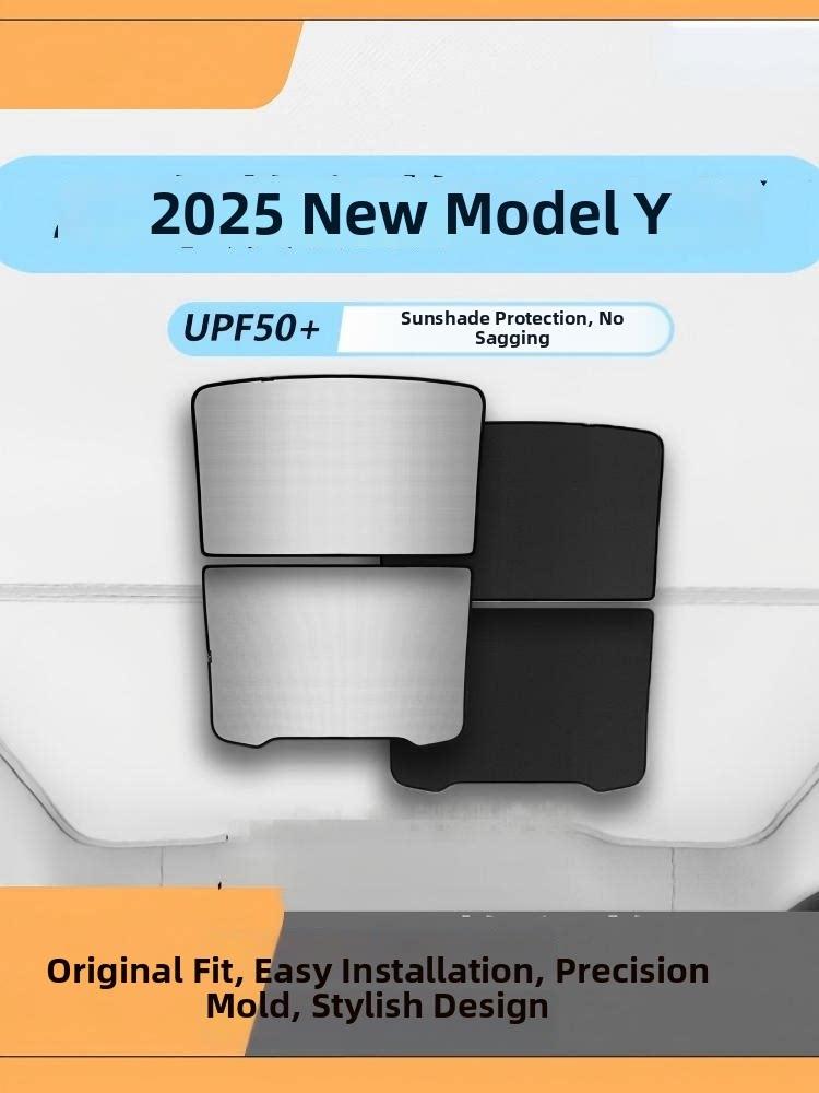 

For Tesla New Model Y Ice Crystal Sunshade Glass Roof Sunshade Front Rear Sunroof Skylight Sun protection
