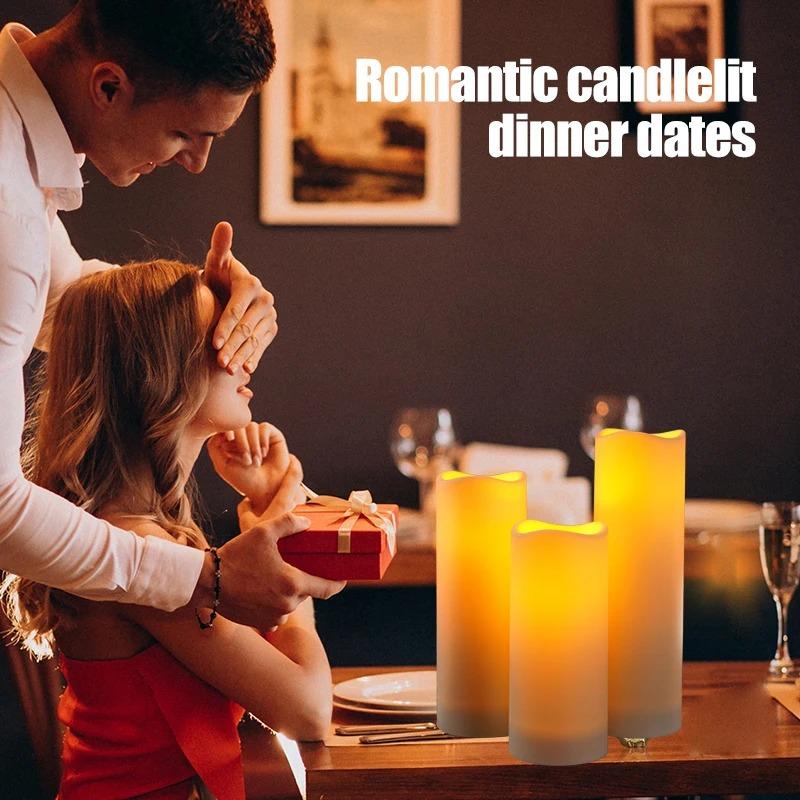 9/12/24PCS Flameless LED Candle Light Creative Wishing Christmas Decorative Column Candle Fake Plastic Candle Battery Powered Home Wedding