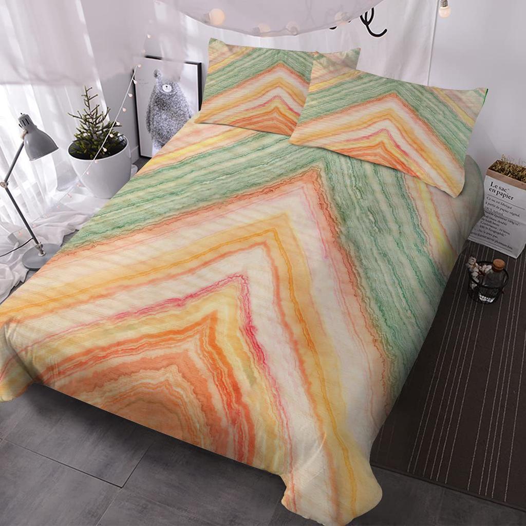 Colored Marble Bedding Three-Piece Quilt Cover