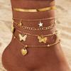 Suitable For Daily Wear A Gift Simple Classic Butterfly Heart Pendant Stackable Anklet Chain Design 5pcs/set Women's For Holidays  Unique