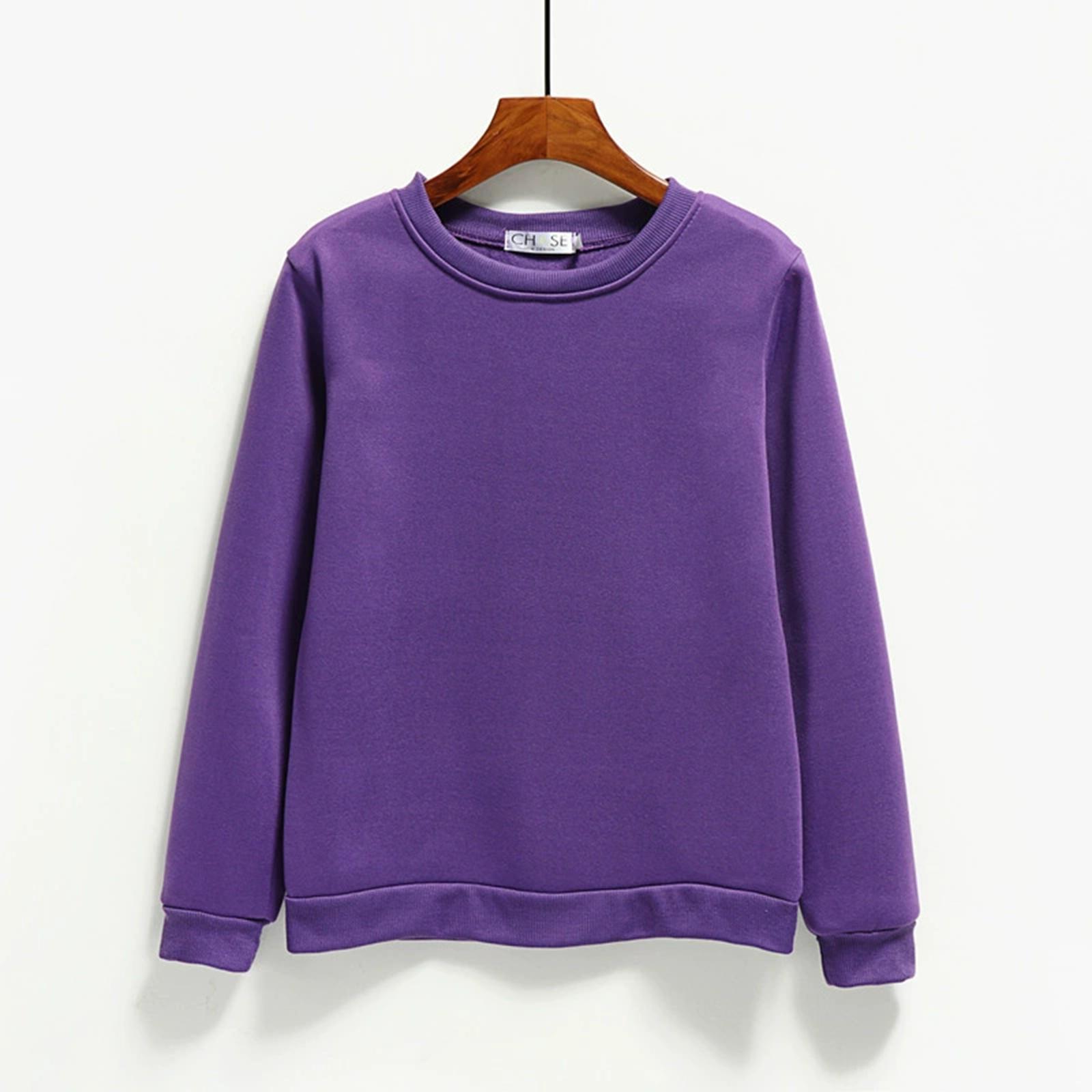 

Женский модный повседневный свитшот с круглым вырезом, длинными рукавами, флисовой подкладкой и однотонной расцветкой M