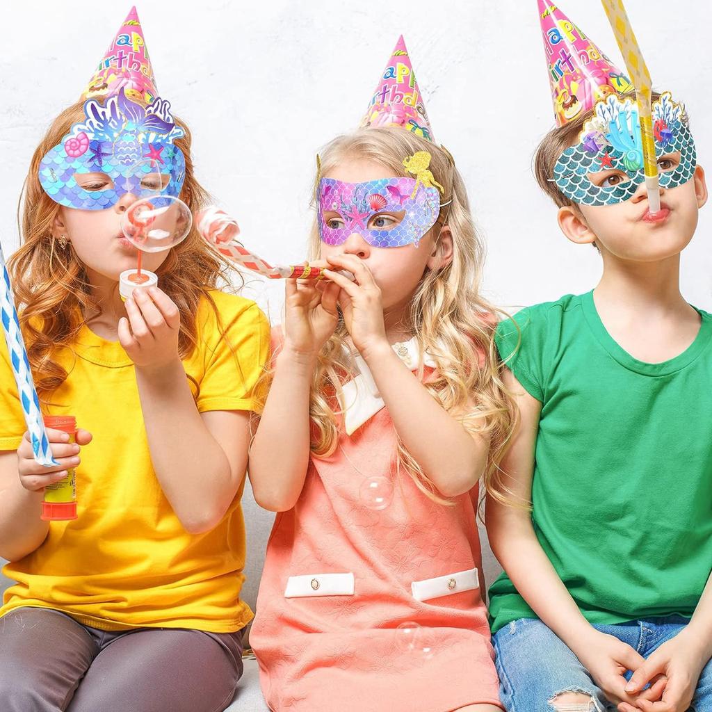 12pcs Colorful Mermaid Mask Ocean Role Playing Party Masks Mermaid Tail Eye Masks Children's Birthday Mermaid Mask