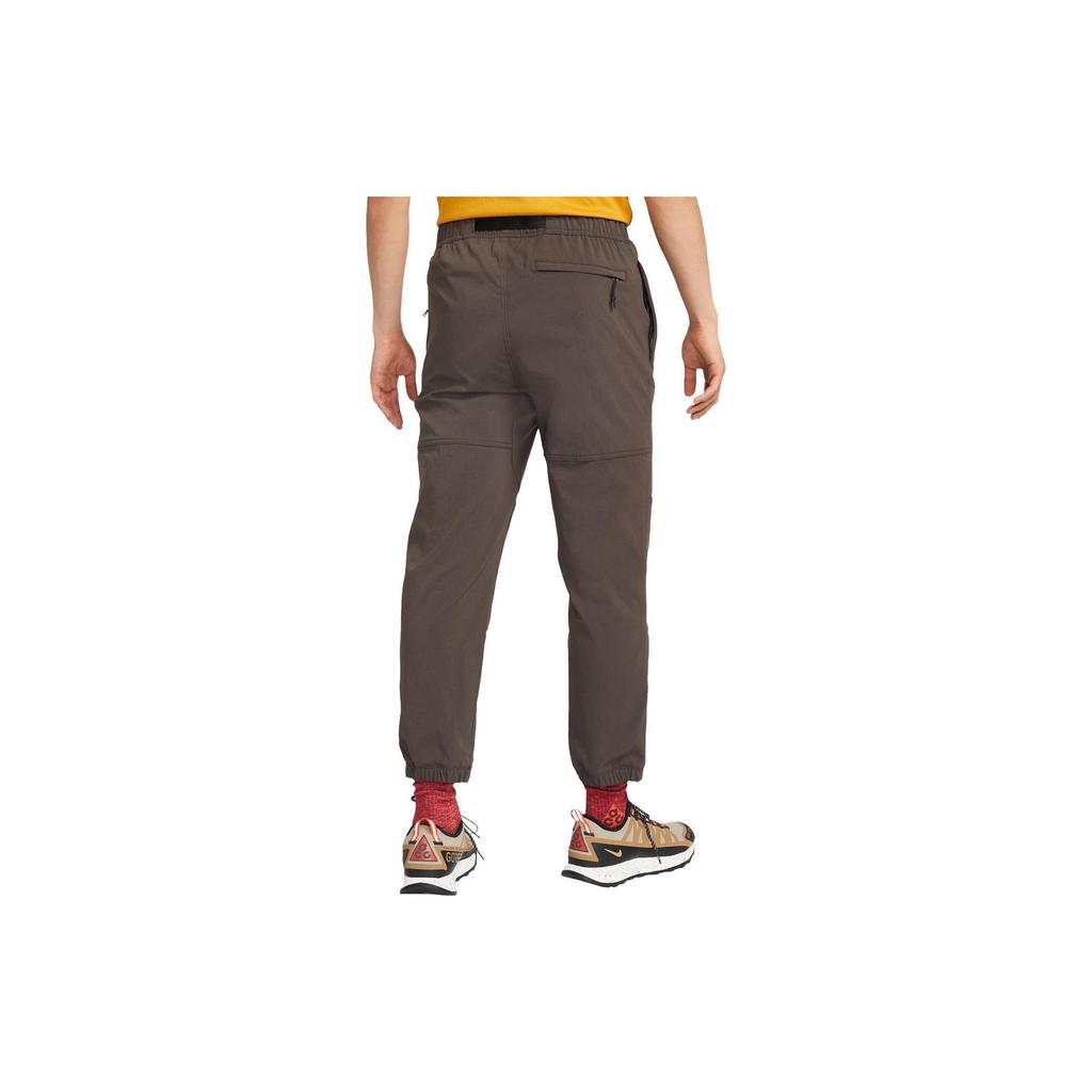 Nike Solid Color Logo Print Elastic Cuff Joggers With Breathable Mesh Lining Men Casual Pants Brown CV0661-220