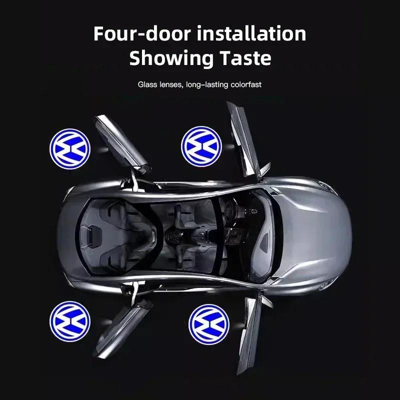 2 Stück Auto Emblem Projektionslampe Türleuchten Leuchten Dekoration Für VW Golf Touareg Eos CC Passat Variant B8 Touareg Tearamont