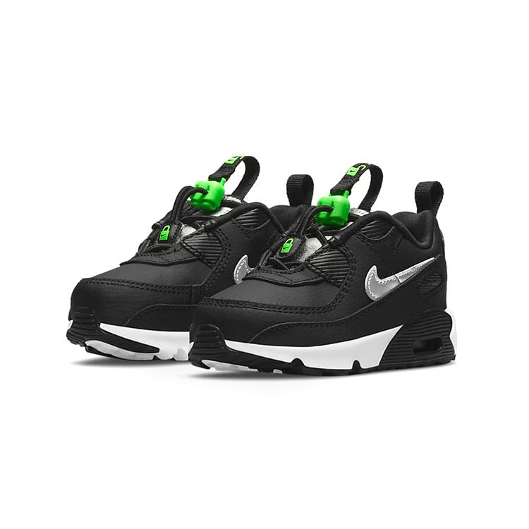 Nike Air Max 90 Toggle Fashion Abrasion Resistant Breathable Low Top Toddler Shoes Black White Green Infant And Toddler CV0065-002