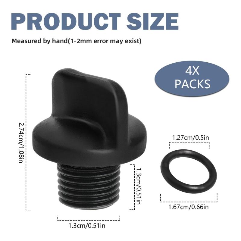 4 Pack Practical Sturdy Plastic Drain Plugs Replacement Parts With O Rings Accessory With Pool Pump and Water Systems