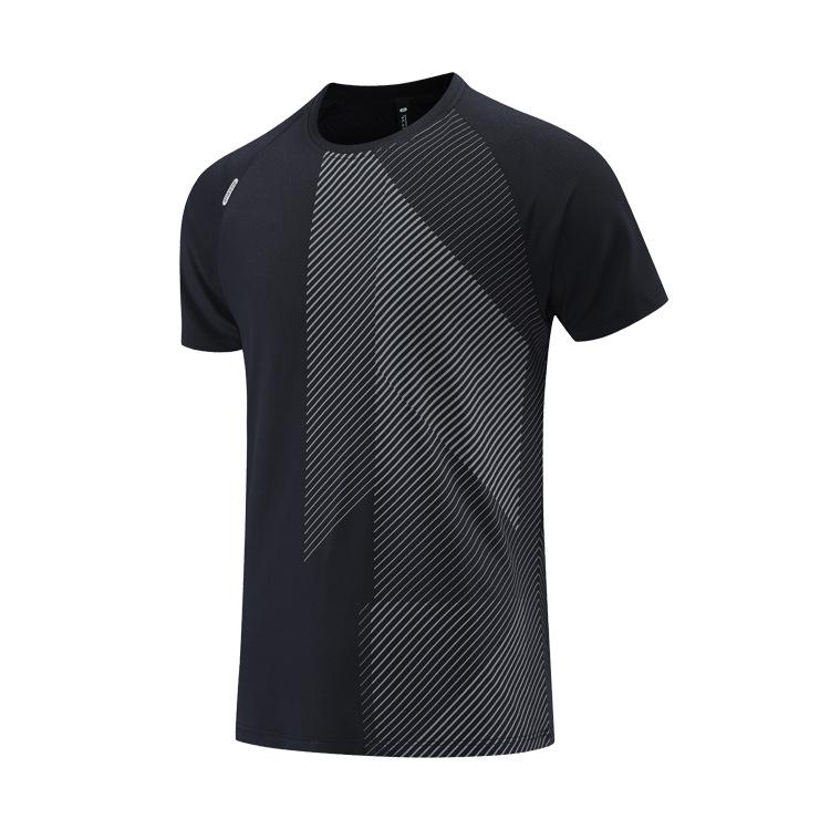 Herrs Snabbtorkande Isilkes Sport-T-shirt med Mörkt Mönster