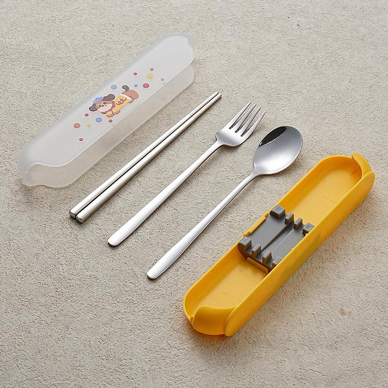 Portable Tableware Cartoon Love Fork Spoon Chopsticks Student Party Office Workers Travel Spoon Chopsticks Portable Box