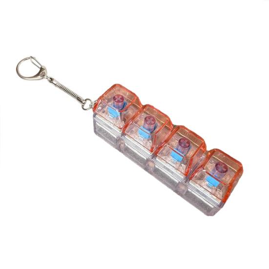 Yousheng Jucărie Fidget Tastatură cu 4 Taste cu Lumină Eliberare Stres Capac Transparent Tastatură Clicker deget Breloc Buton Decompresie Jucărie Senzorială