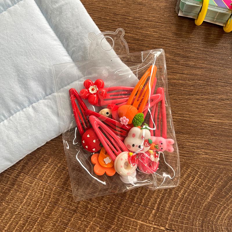 Набор из 10 милых красочных смоляных мультяшных заколок для волос в виде фруктов для детей