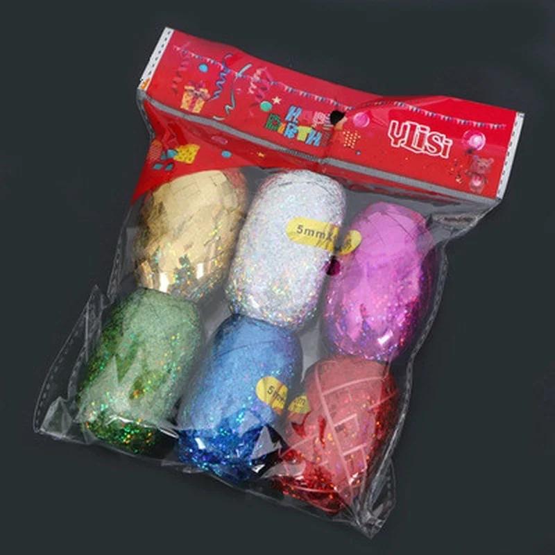 6Pcs/Bag 10m*5mm Foil Balloon Ribbon Wedding Birthday Party Decoration Air Balloon Wrapping Tape Balloon Rope