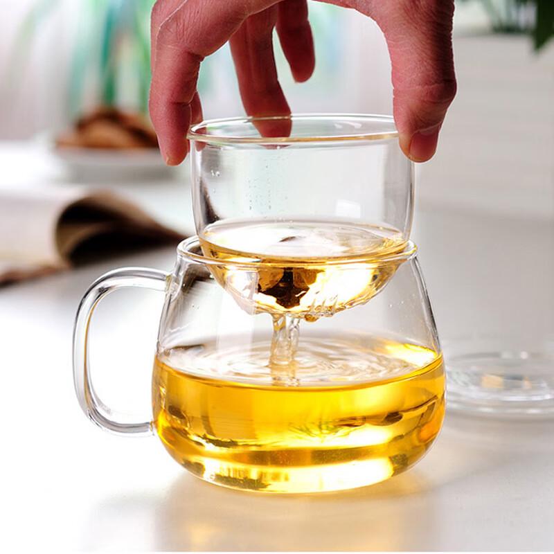 350ml Heat-Resistant Borosilicate Glass Tea Infuser Mugs with Lids (Set of 2)