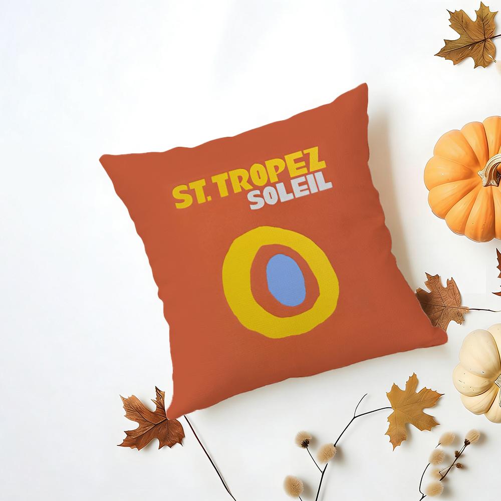 Bright Cheerful Anime Summer Travel Series Cushion Cover Washable Linen Pillowcase Soft for Daily Sofa Bed Home Room Decor