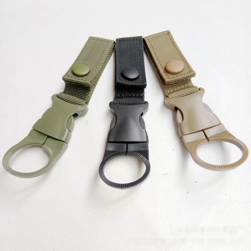 Outdoor Nylon Tactical Belt with Water Bottle Hanger and Multi-functional Carabiner Keychain
