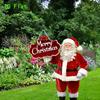 1Pcs Santa Claus Garden Indoor and Outdoor 2D Acrylic Merry Christmas Sign Decor Wear Plug in Christmas Garden Flags for Outside