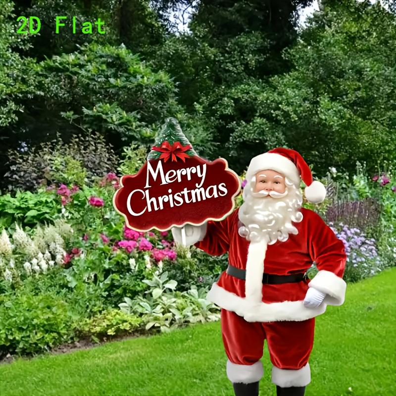 1Pcs Santa Claus Garden Indoor and Outdoor 2D Acrylic Merry Christmas Sign Decor Wear Plug in Christmas Garden Flags for Outside
