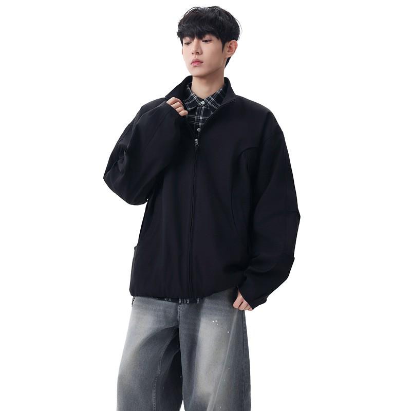 Unisex Oversized Casual Jacket Fall Lightweight Workwear Style Hoodless Zipper Coat Teens Adults
