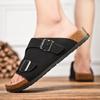 Fashion Classic Retro Style Outdoor Men Slippers Leather Lightweight Summer Casual Beach Slippers Male Flat Non-Slip Comfort Lazy Slides