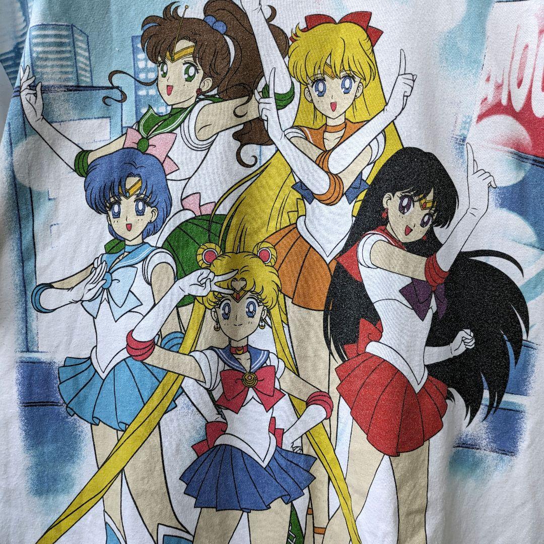 

[USED] Great face 90s Sailor Moon anime T-shirt print Toei white