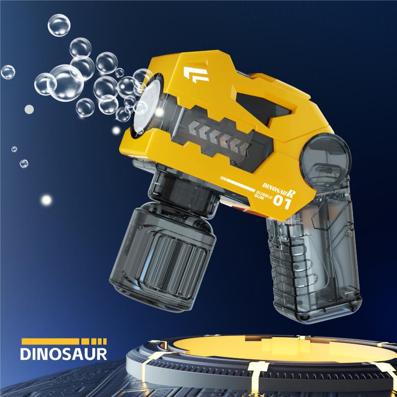 

4 Holes Handheld Dinosaur Bubble Machine Lights Automatic Soap Blowing Bubble Children S Outdoor Toy Sets Wedding Party Game Gifts