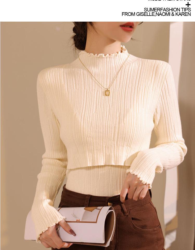2024 Autumn/Winter Maternity Ruffle Neck Nursing Sweater - Stylish, Warm, Versatile Postpartum Wear