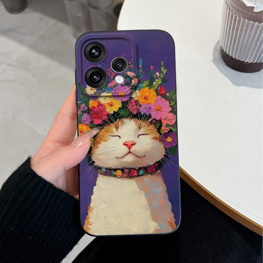 For Oppo Reno 15 14 13 12 11 Pro 15F 15C 11F Phone Shell Elegant Flowers Soft Liquid Silicone Lightweight Case for OPPO Reno Shockproof Durable Bumper