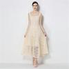 Elegant Sommer Heklet Broderi Blonder Lange Kjoler Dame   Sexy Tynn Stropp Kveldsfestkjole Vestidos De Fiesta