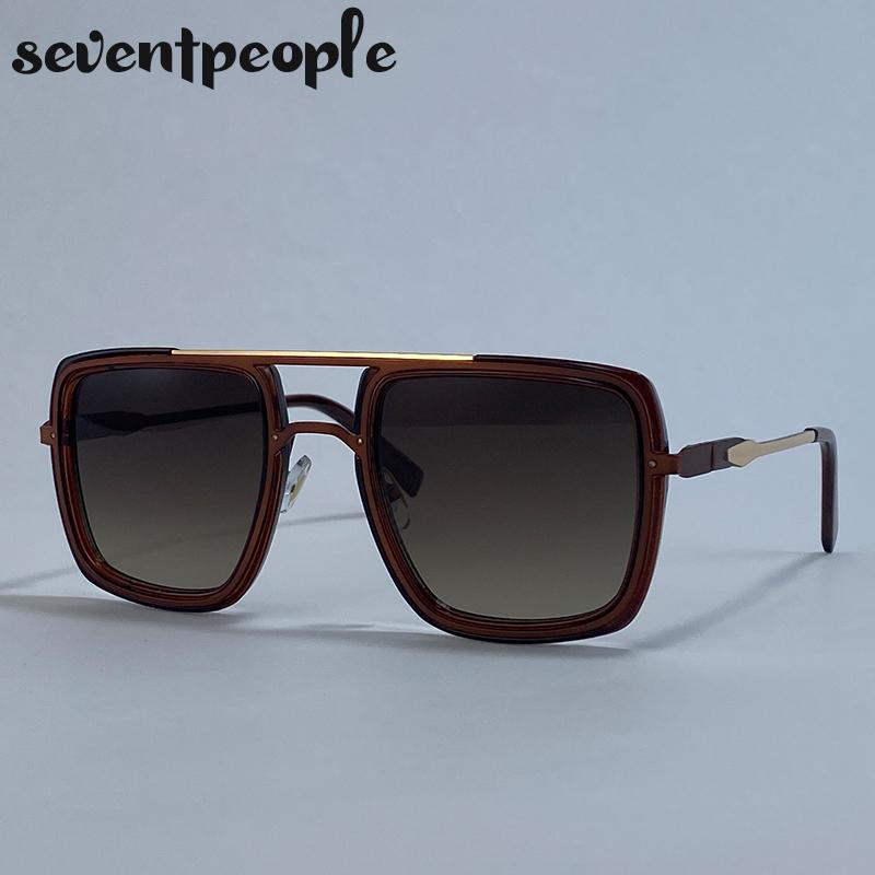 Steampunk Oversized Square Sunglasses Men  Luxury Brand Vintage Metal Outdoor Sun Glasses Trendy Double Beam Shades For Male