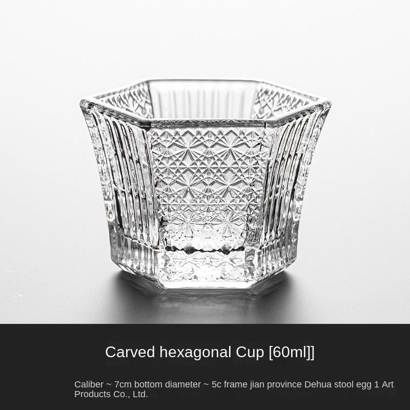 Japan Ishizuka Nizu Light Hexagonal Crystal Glass Tea Cup Tea Cup Whiskey Sake Cup Single Master Cup