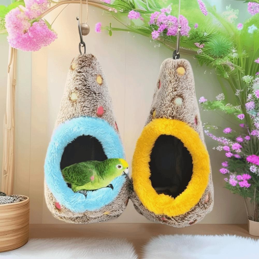 Cute Warm Egg-Shaped Bird Nest Fleece Breathable Bird Hammock Thickened Cozy Hanging Bird Nest Autumn Winter