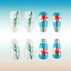 24 Pcs Summer Artificial Nail Long Ballerinas Full Cover False Nail Glittering Stick on Nail Coconut Tree Press On Nail
