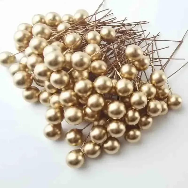 Artificial Holly Berries Mini Fake Berries Decor on Wire for Christmas Tree Decorations Flower Wreath DIY Craft Use