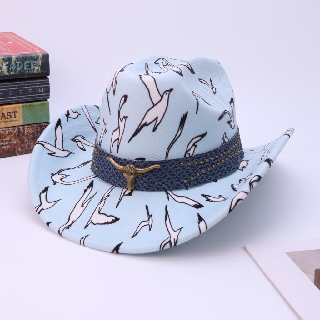 Cross-Border American Bull Head Western Style Cowboy Hat Fashion Retro Knight Top Hat European And American Men And Women Versatile Jazz Hat