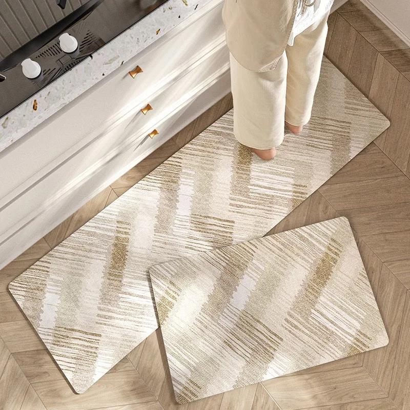 Leather Kitchen Carpet Set Waterproof Non-slip Strip Floor Mat Modern Simple Style High Quality Easy Clean Floor Decorative Rugs